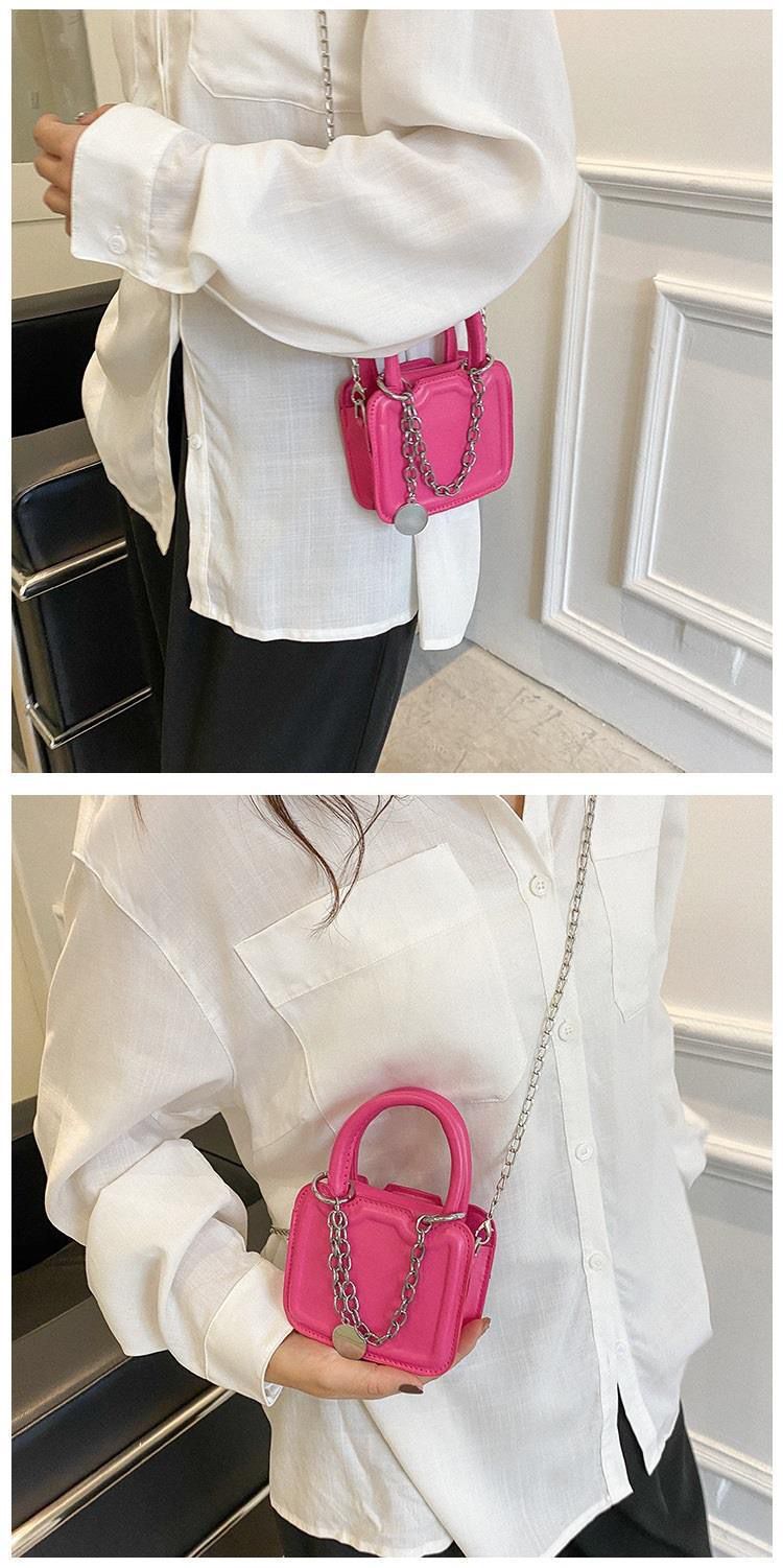 Mini Square Handbag with a Removable Chain