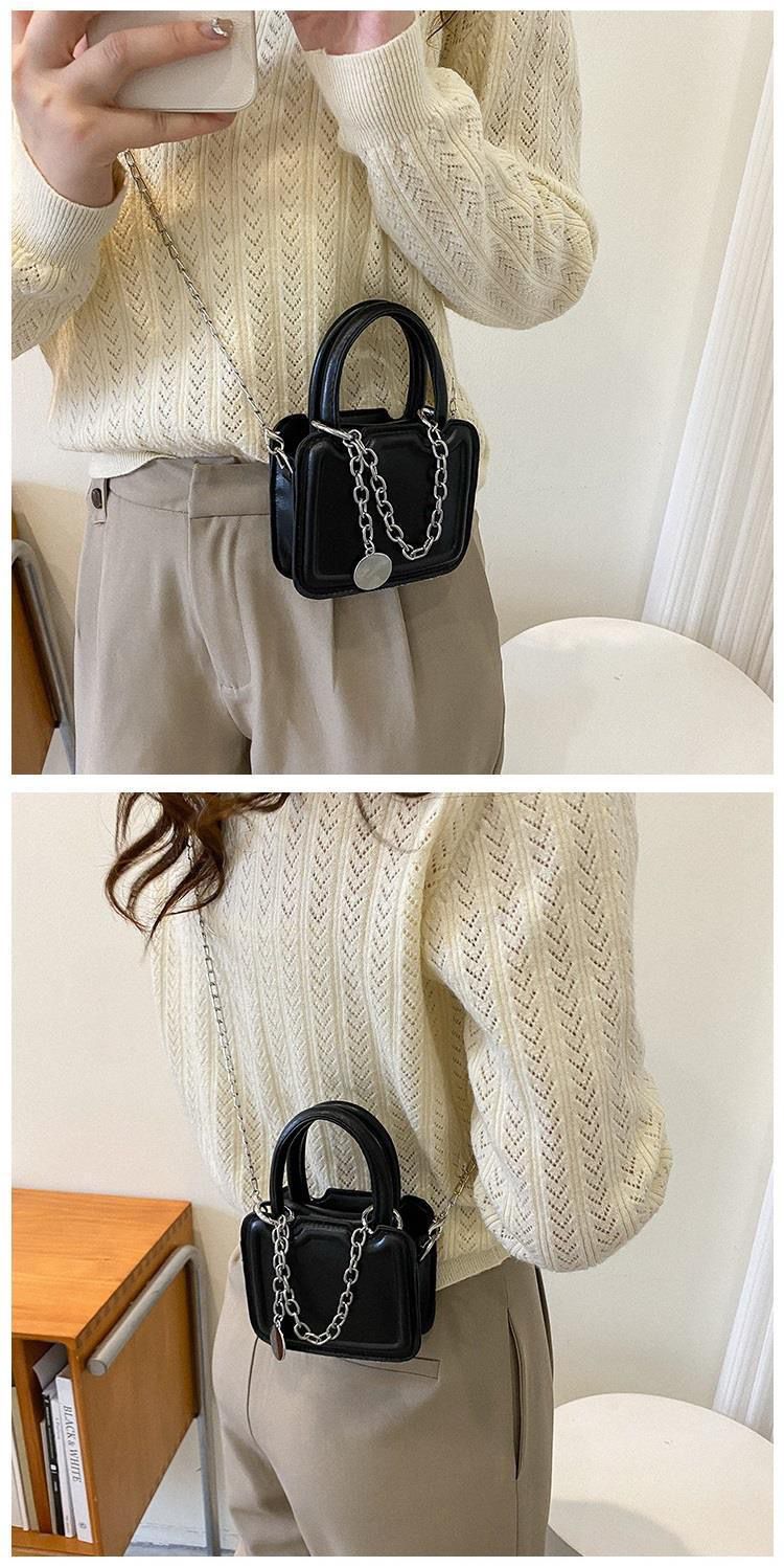 Mini Square Handbag with a Removable Chain