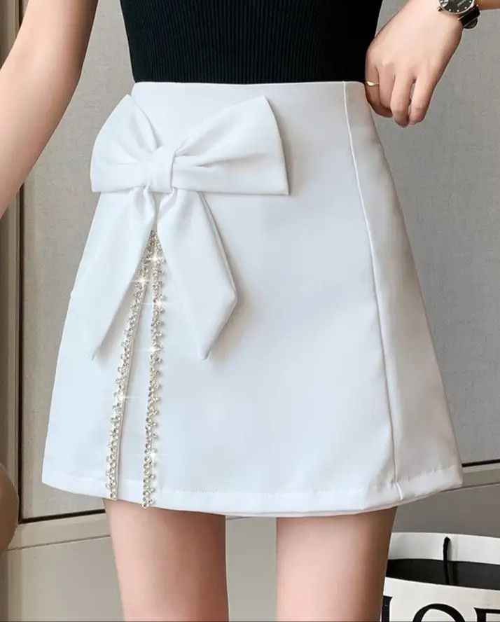 Bow Mini Skirt with Rhinestones