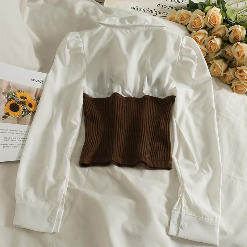 Long Sleeve Blouse Top / Knit Bustier