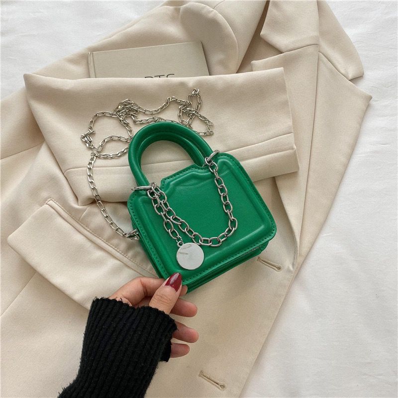 Mini Square Handbag with a Removable Chain