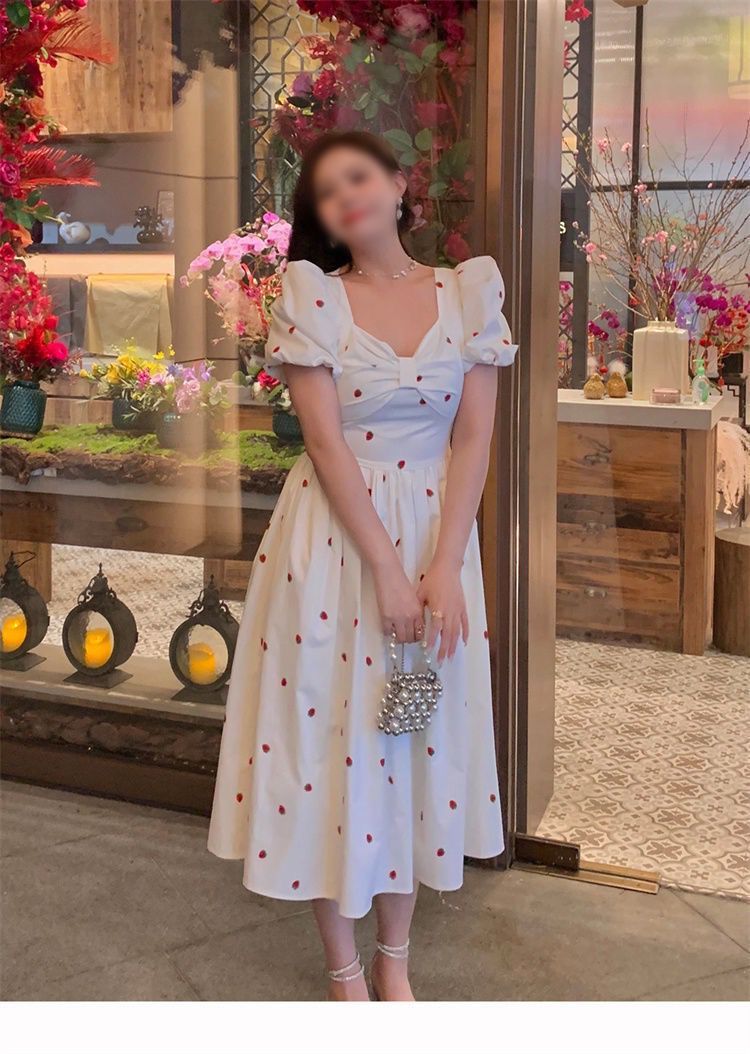 Vintage Strawberry White Dress