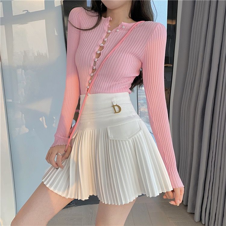 'D' High Waist Mini Pleated Skirt