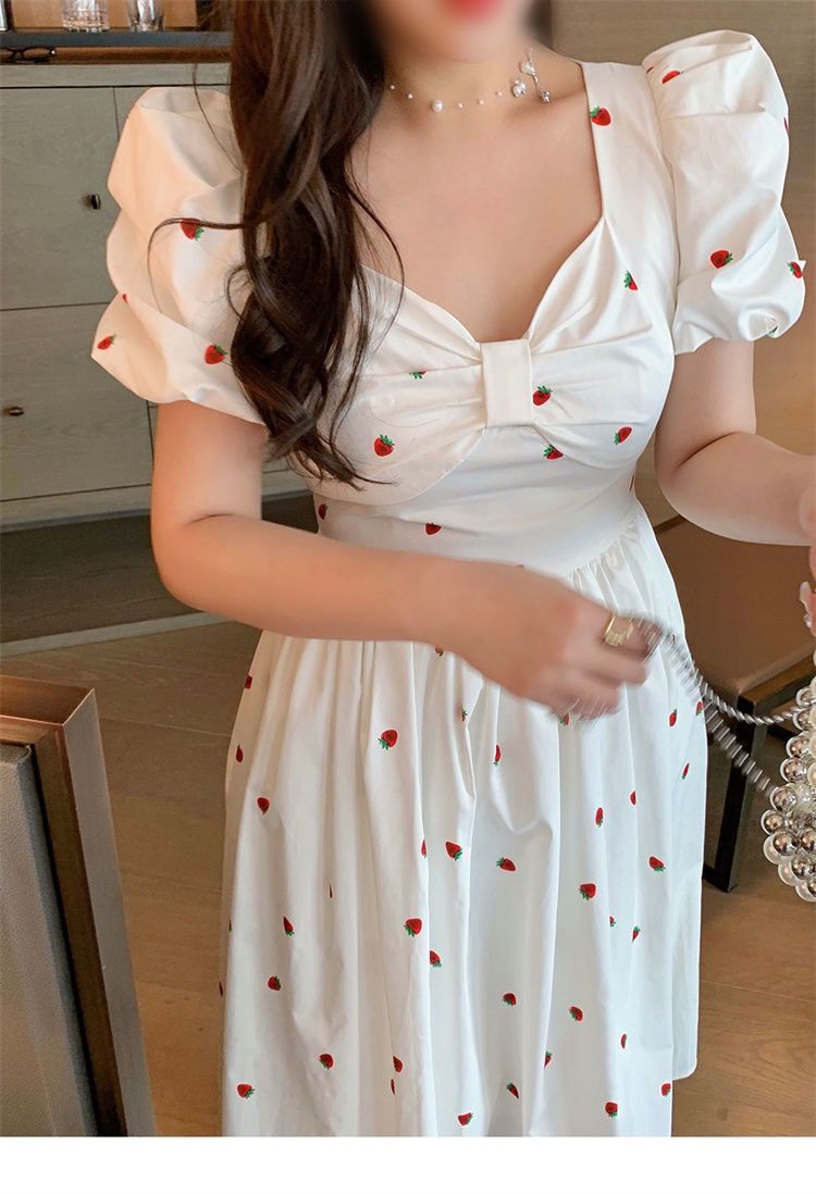 Vintage Strawberry White Dress