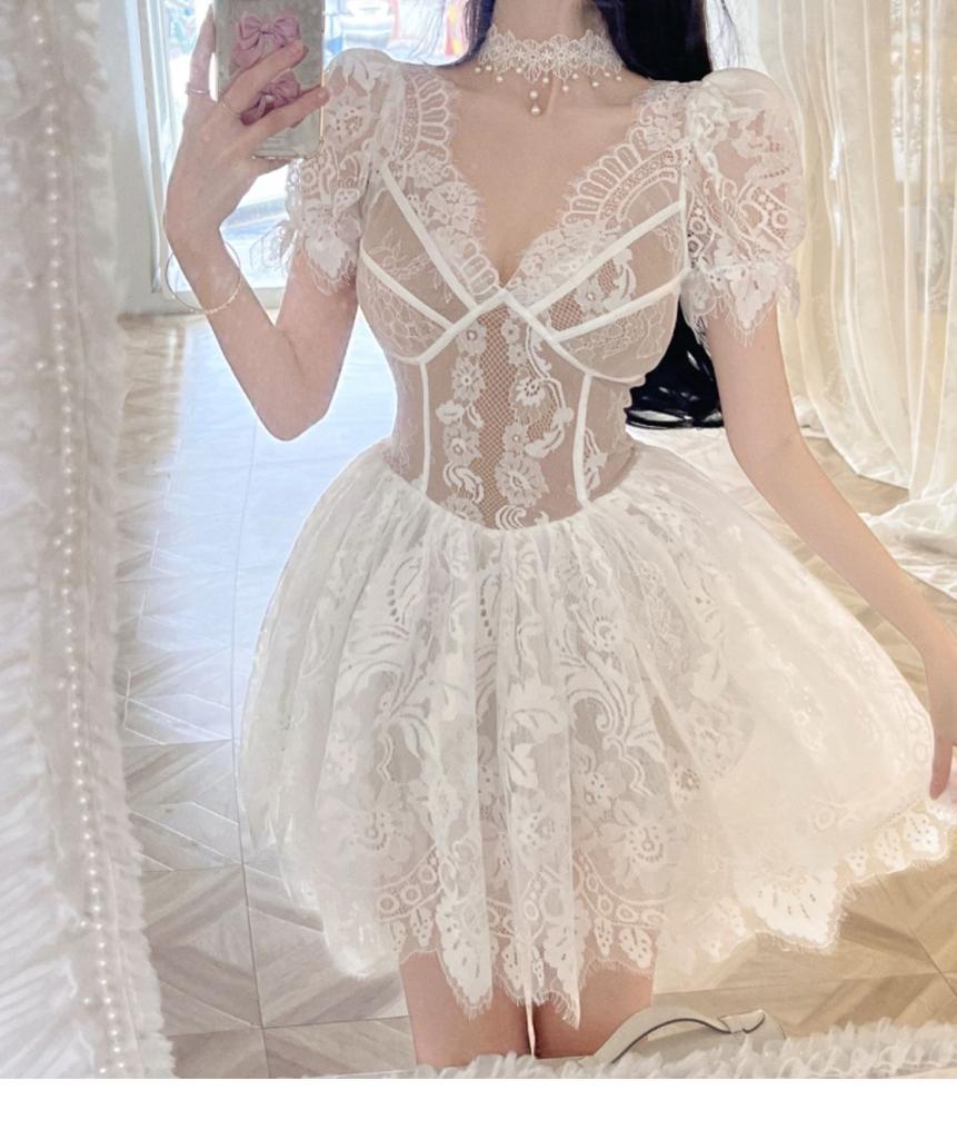 Princess/ Fairy Inspired Mini Lace Dress with Lace Choker Necklace