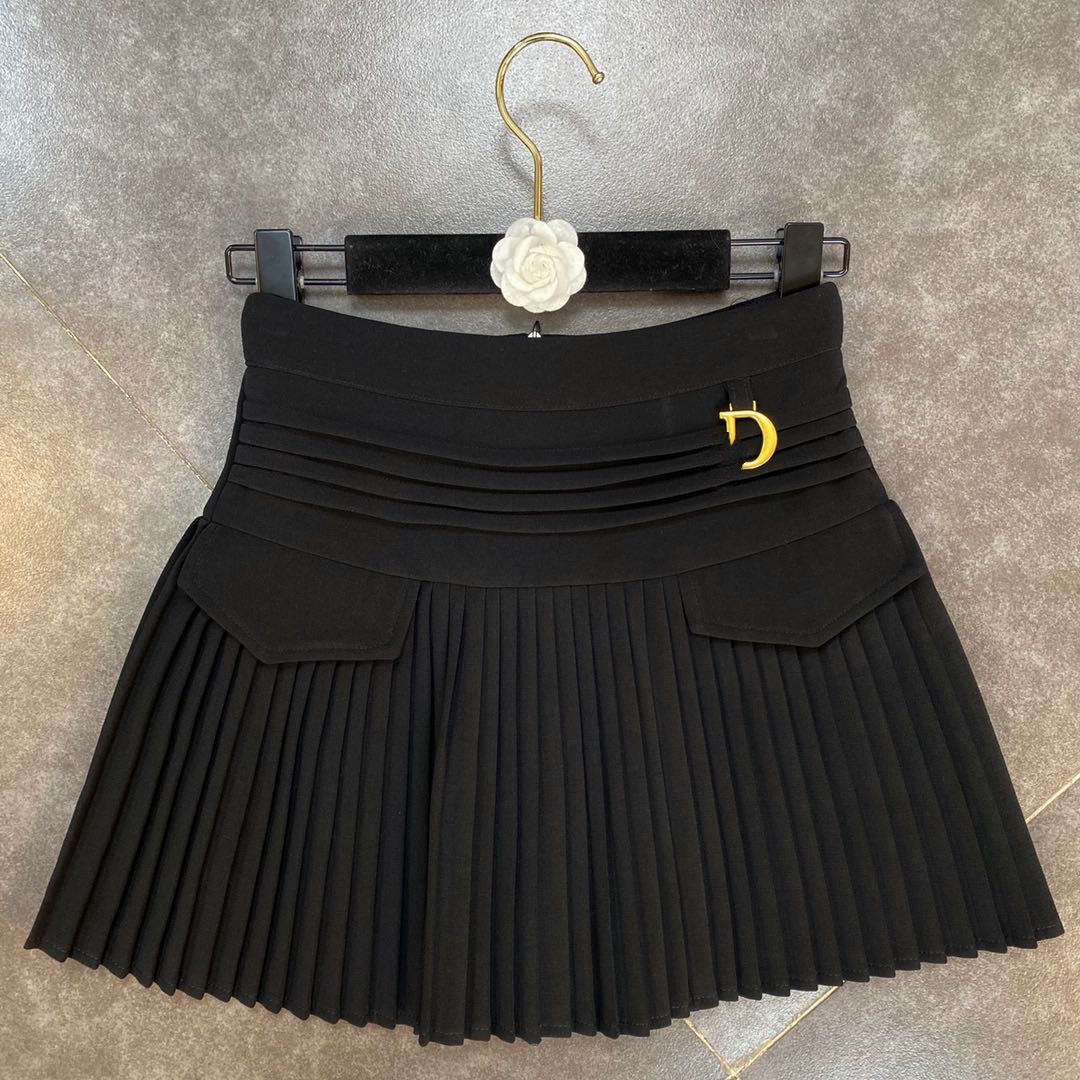 'D' High Waist Mini Pleated Skirt