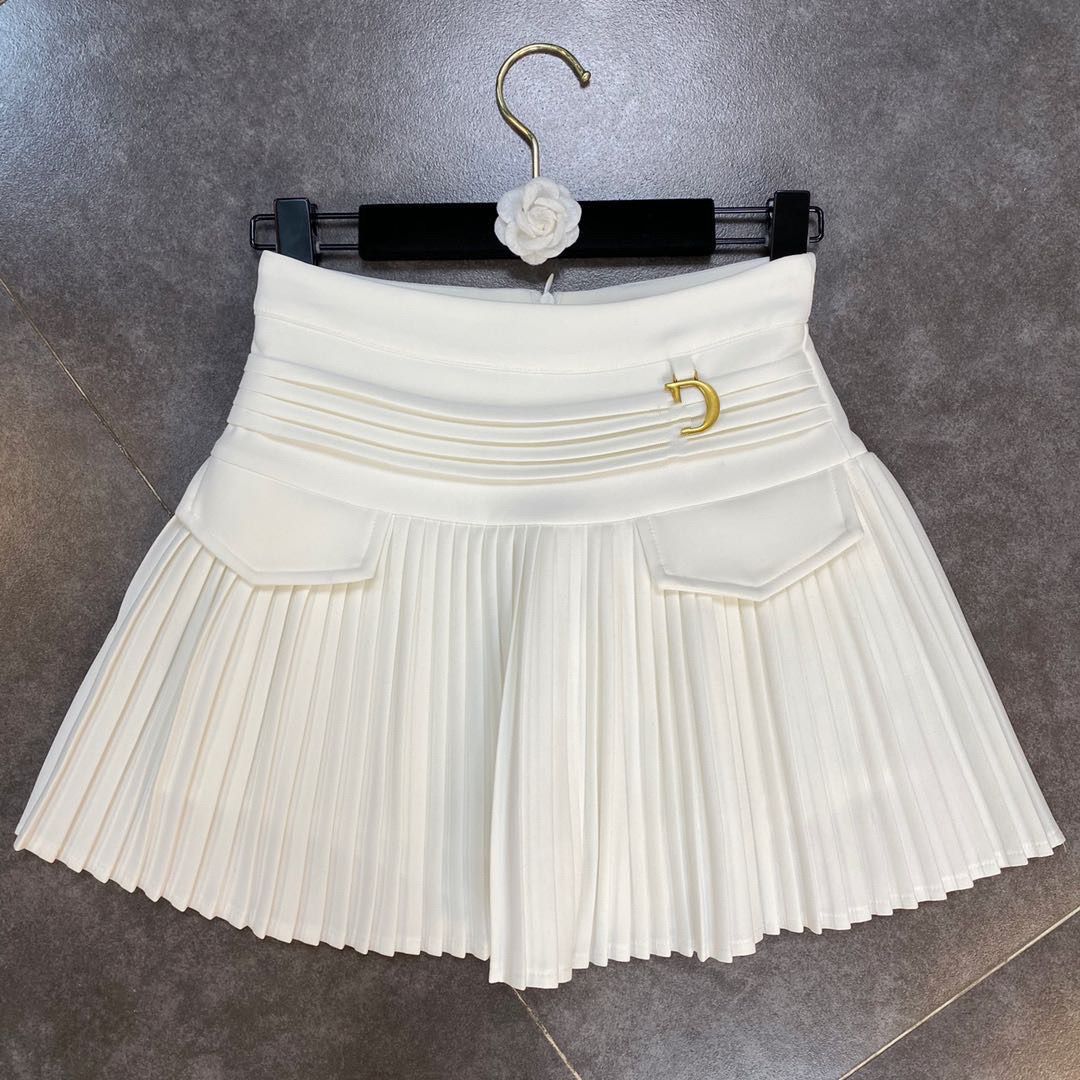 'D' High Waist Mini Pleated Skirt