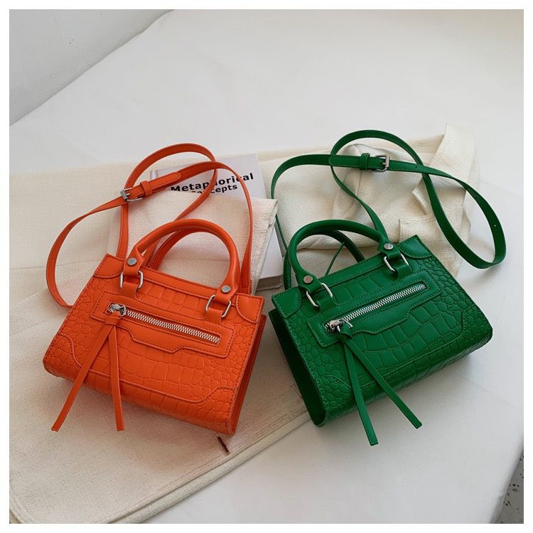 Crocodile Embossed Square Bag