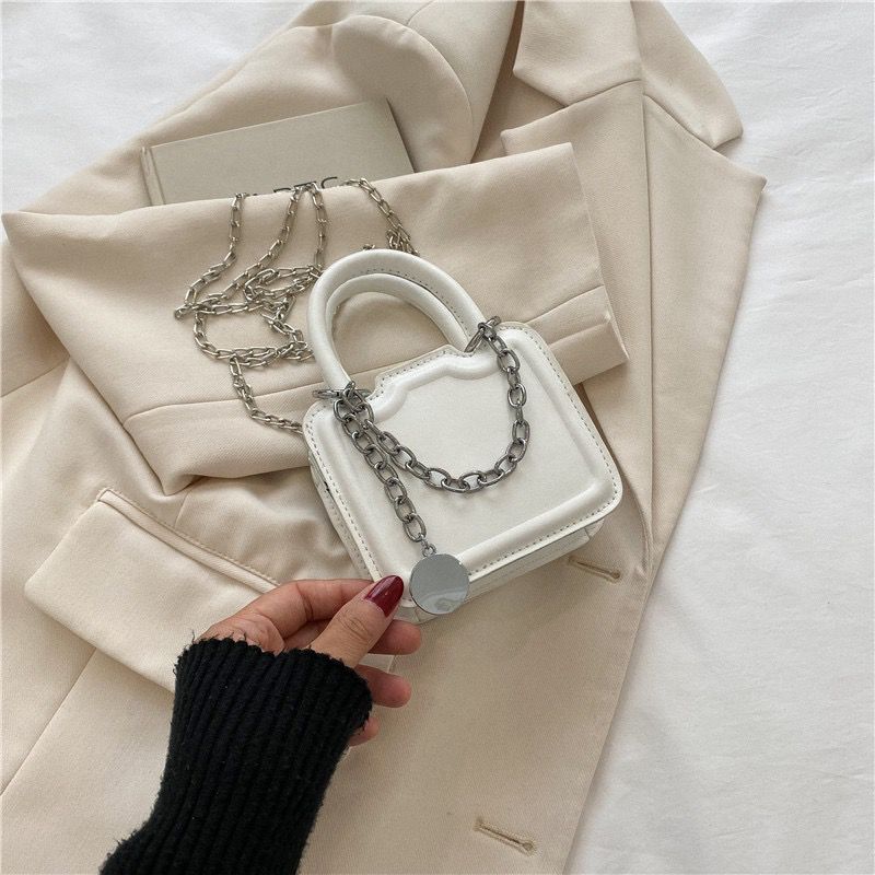 Mini Square Handbag with a Removable Chain