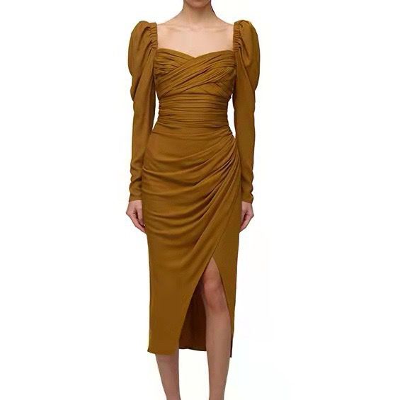 Khaki Iris Midi Dress