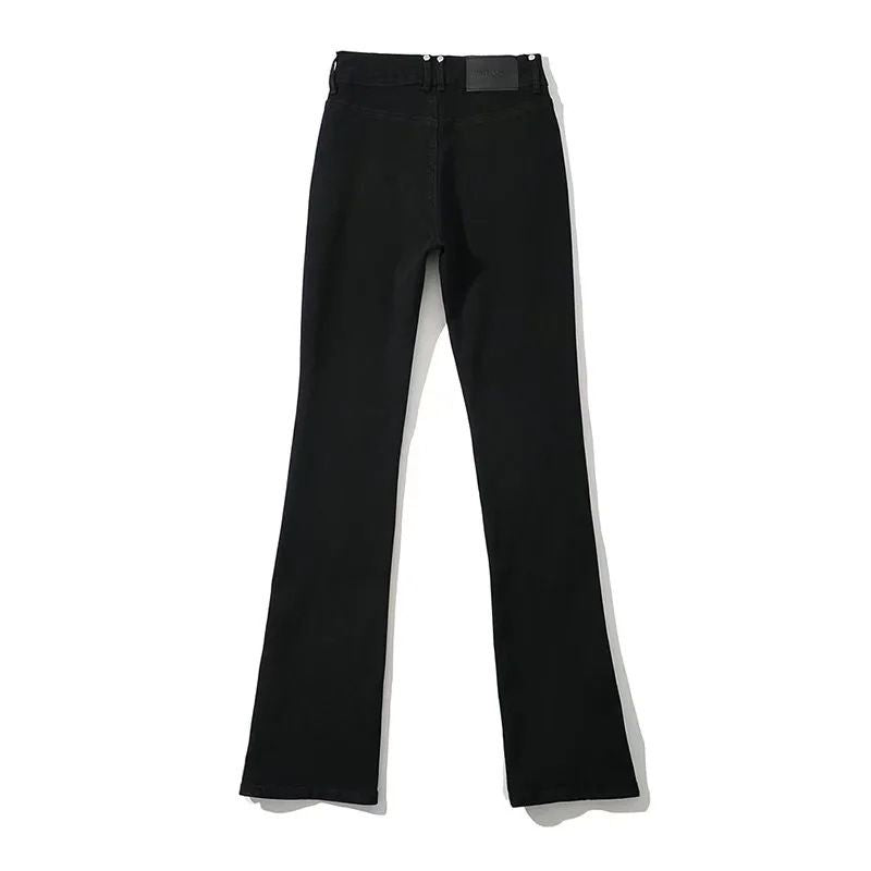 Trendy Wide Leg Jeans With Buttons