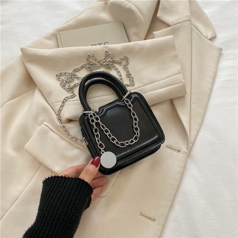 Mini Square Handbag with a Removable Chain