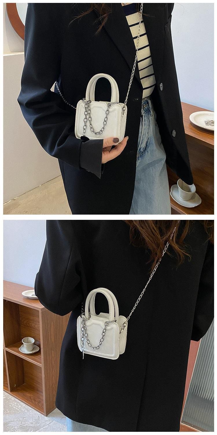 Mini Square Handbag with a Removable Chain