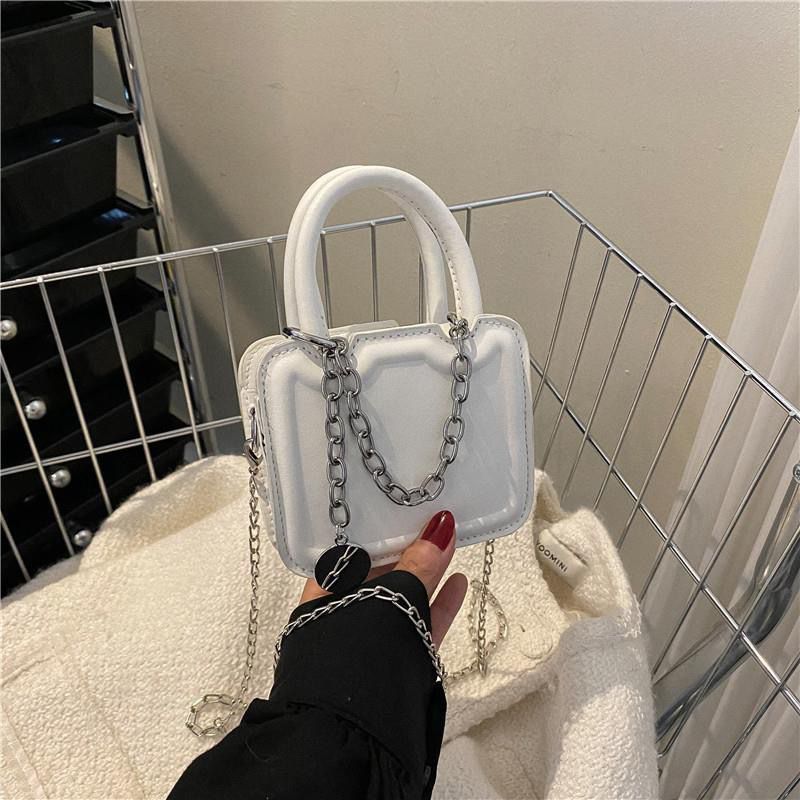 Mini Square Handbag with a Removable Chain