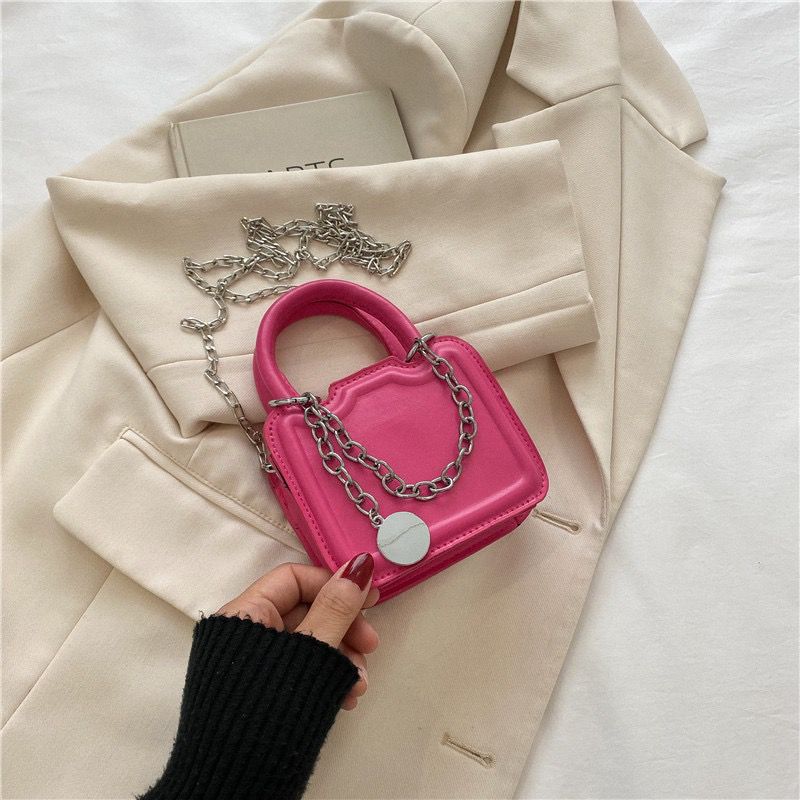 Mini Square Handbag with a Removable Chain