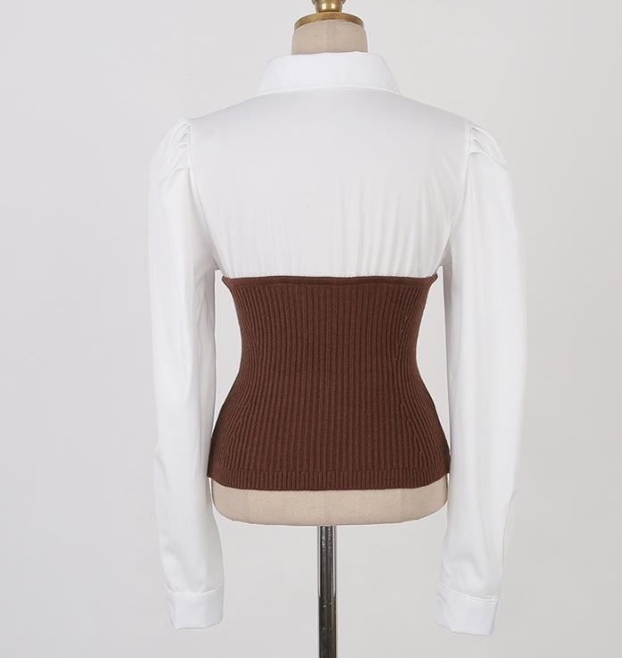 Long Sleeve Blouse Top / Knit Bustier